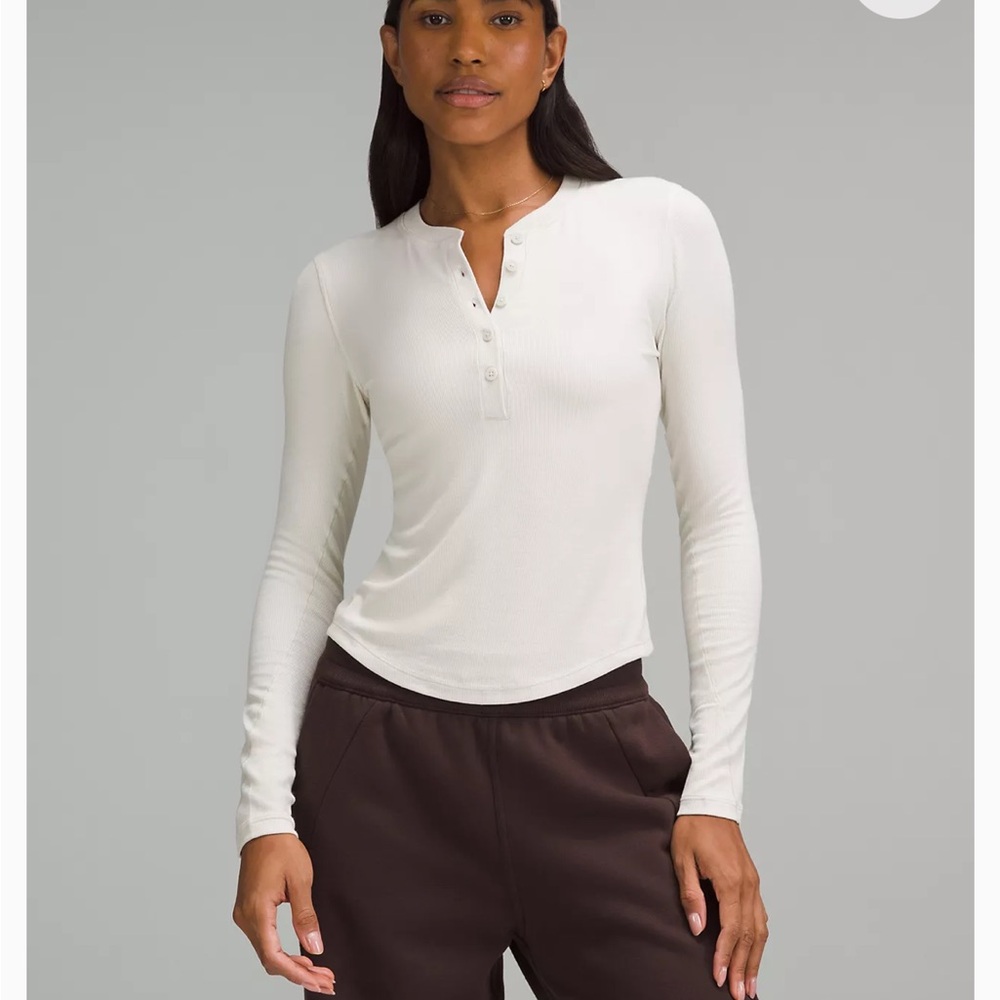 EUC Lululemon Athletica Hold Tight Long-Sleeve Henley Bone 6